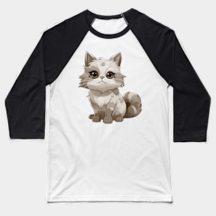 Cartoon funny fluffy cat Baseball T-Shirt